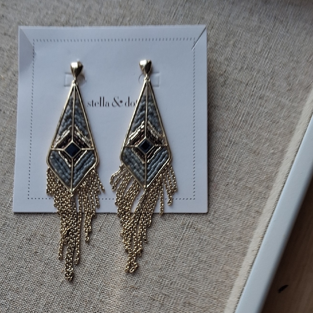 Stella & Dot Gold and Silver Fringe Earrings